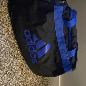Diablo Small Adidas Duffle Bag, Black, Gray, and Blue.